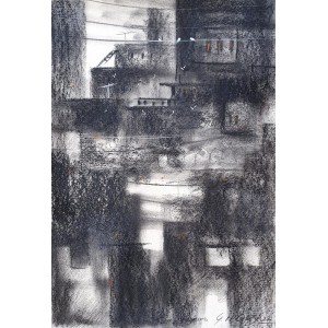G. N. Qazi, 11 x 16 inch, Charcoal on Paper, Cityscape Painting, AC-GNQ-070